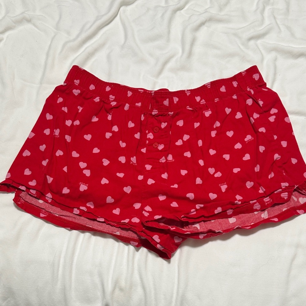 PINK Victoria's Secret Red Boxers with Pink Hearts
